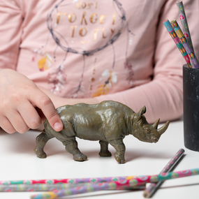 Figurine Rhinocéros noir Papo en PVC, thème savane, Collection Animaux sauvages, jouet éducatif idéal pour enfants et collectionneurs