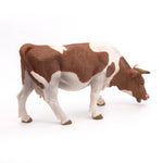 Figurine Vache simmental broutant Papo en PVC, Collection Vie à la ferme, jouet éducatif idéal pour enfants et collectionneurs