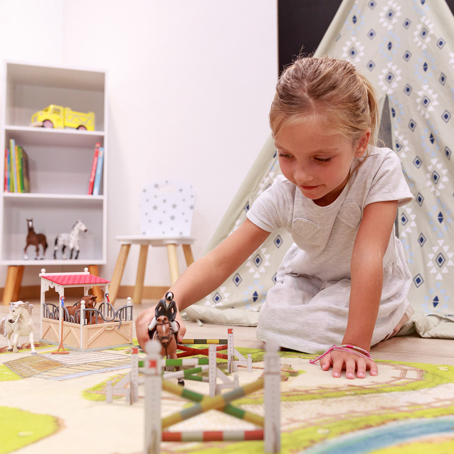 Box et ses accessoires Papo en PVC, Collection chevaux, jouet éducatif idéal pour enfants et collectionneurs