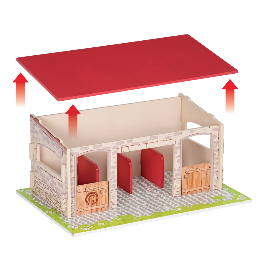 Box à chevaux Papo en bois, Collection chevaux, jouet éducatif idéal pour enfants et collectionneurs